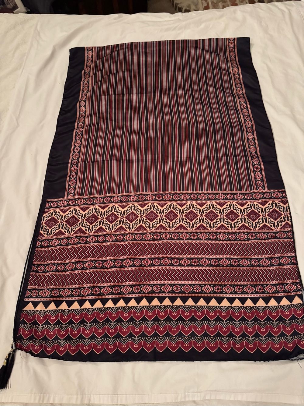 Authentic Pakistani Lawn Dupatta | Traditional Geometric & Striped Scarf / Wrap